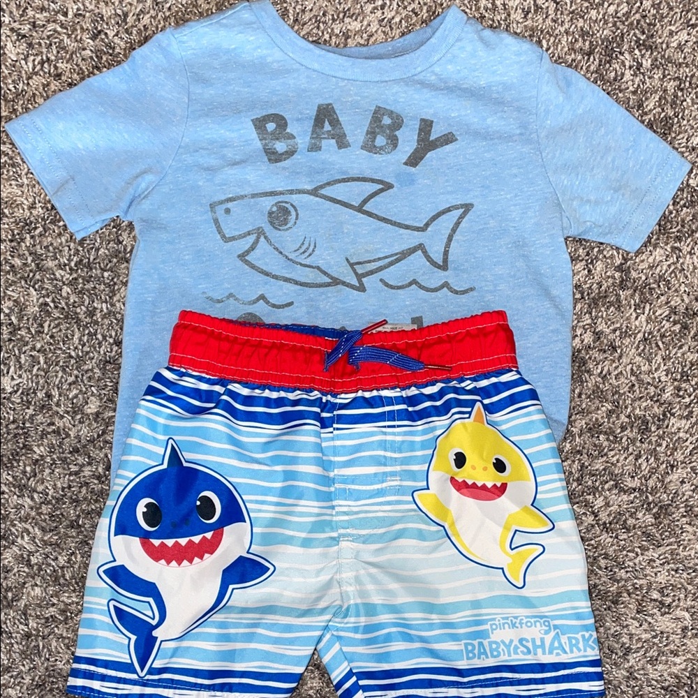 Baby Shark Graphic Tshirt & Swim Trunks Bundle